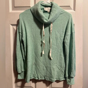Anthropologie Saturday Sunday NWT seafoam green cowl drawstring sz XXS, 19” p2p